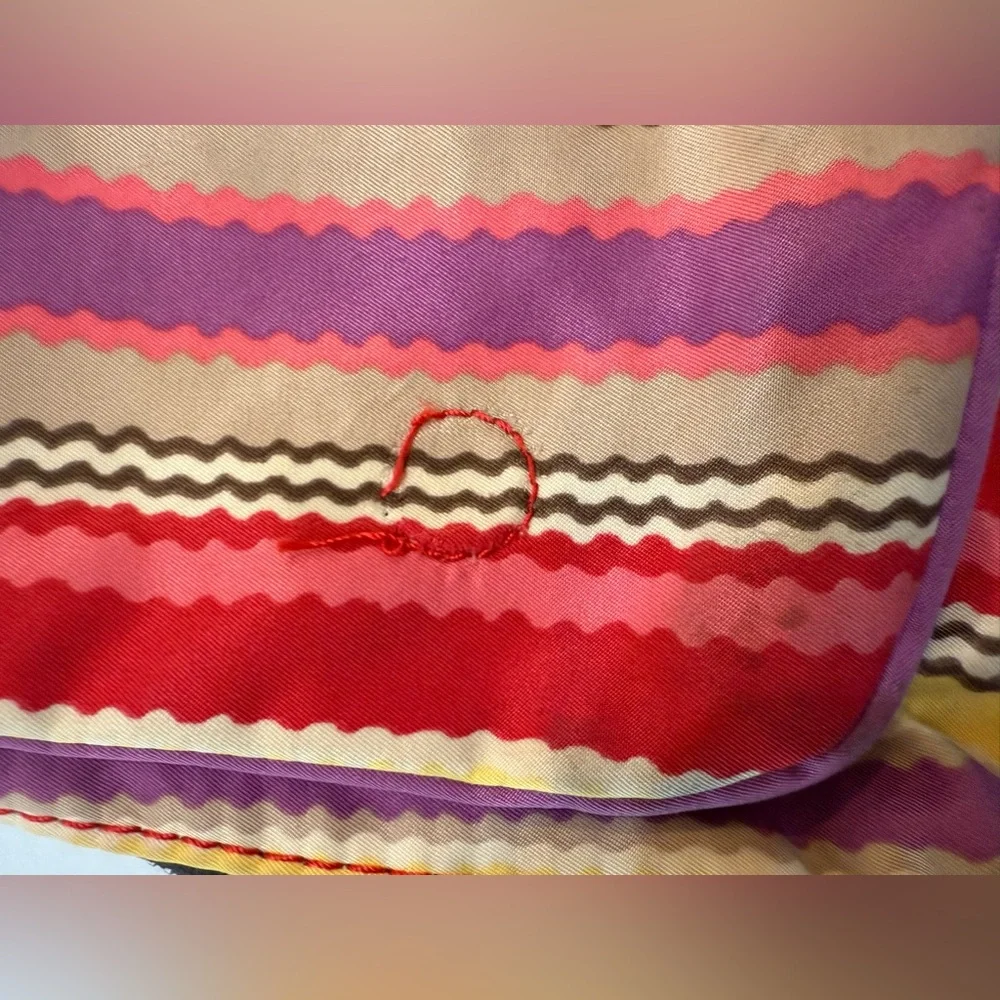 FRANCO SARTO Crossbody Purse Pink Multicolor‎ Brown Trim Multiple Pockets Nylon